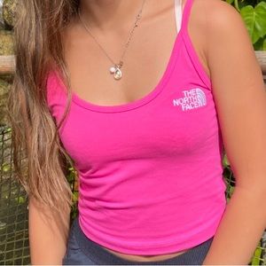 pink north face tank